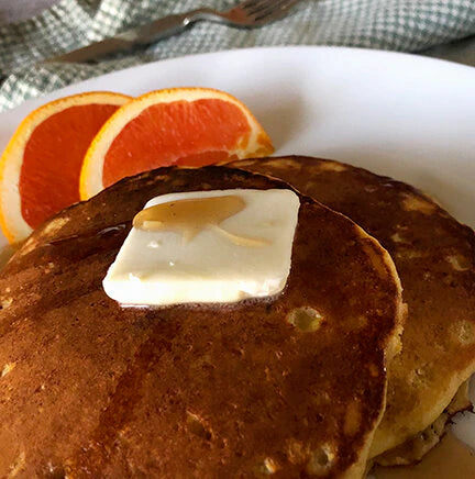 Flame-Spiced Maple Syrup with Corn Flapjacks