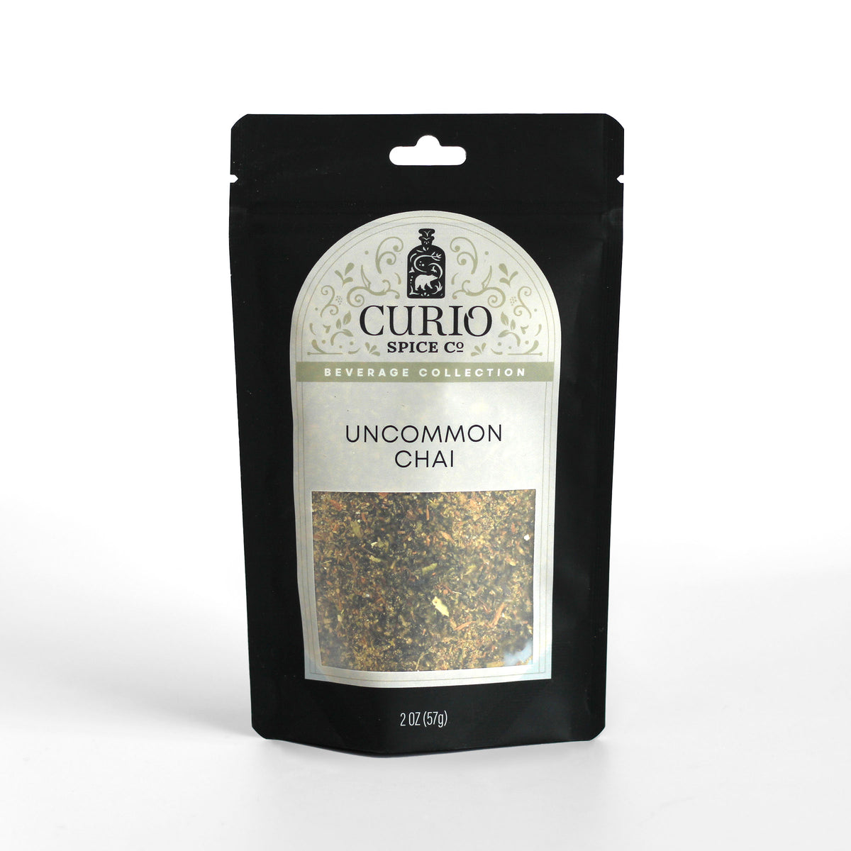 Resealable bag of Uncommon Chai: A peppery, aromatic chai made in collaboration with chef Michelle Mulford of Uncommon Feasts.