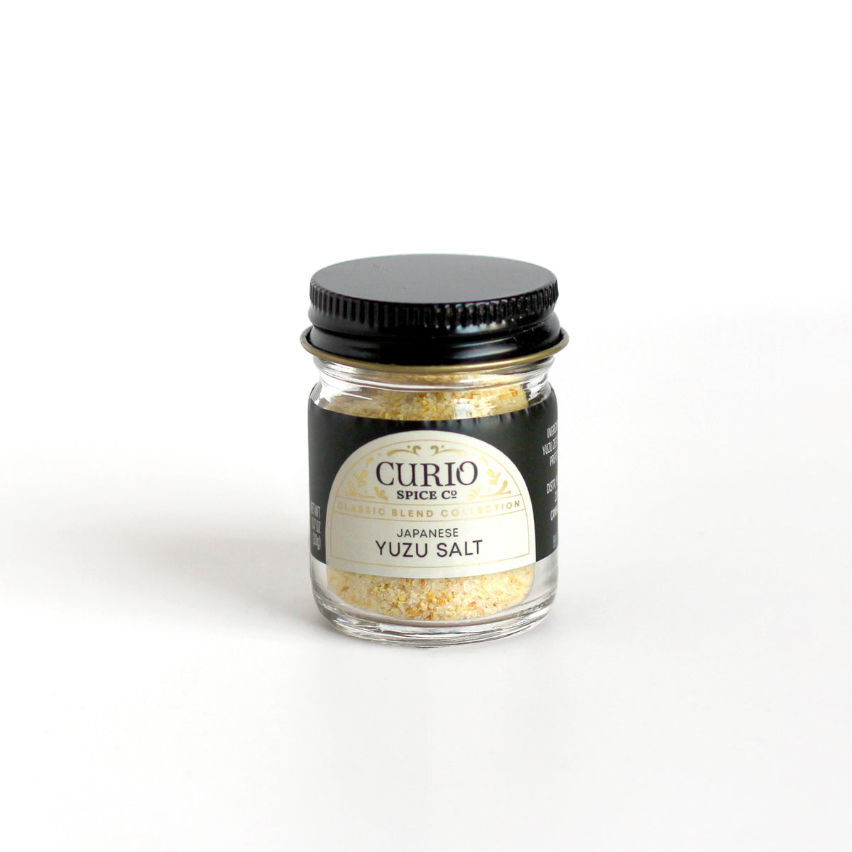 Japanese Yuzu Salt in a Curio Spice glass jar.